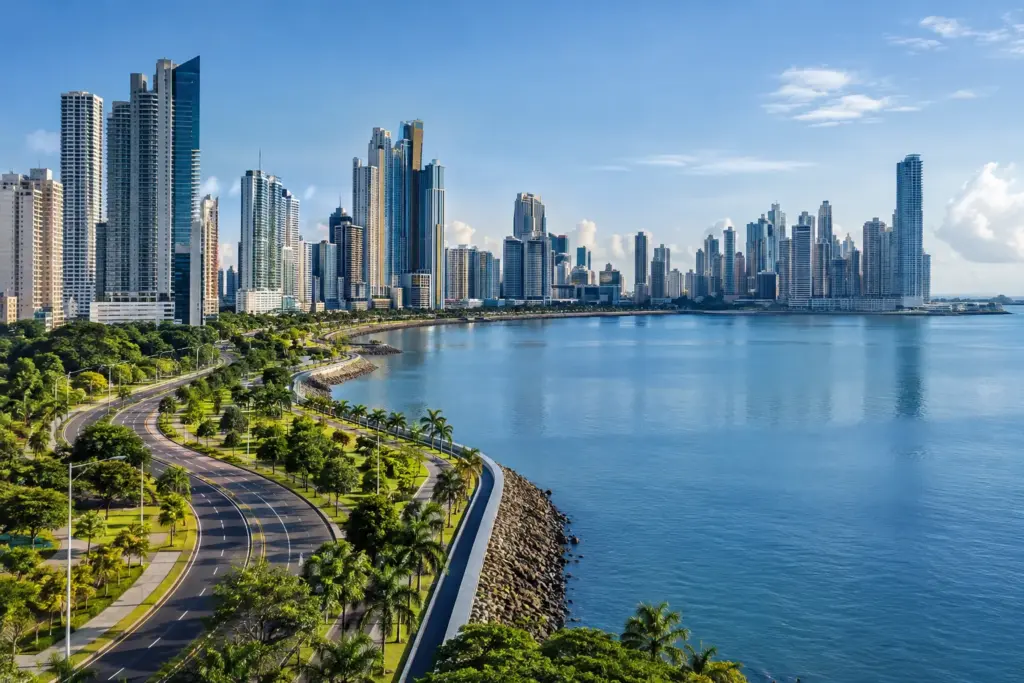 Vista de la ciudad de Panamá y su frente marítimo