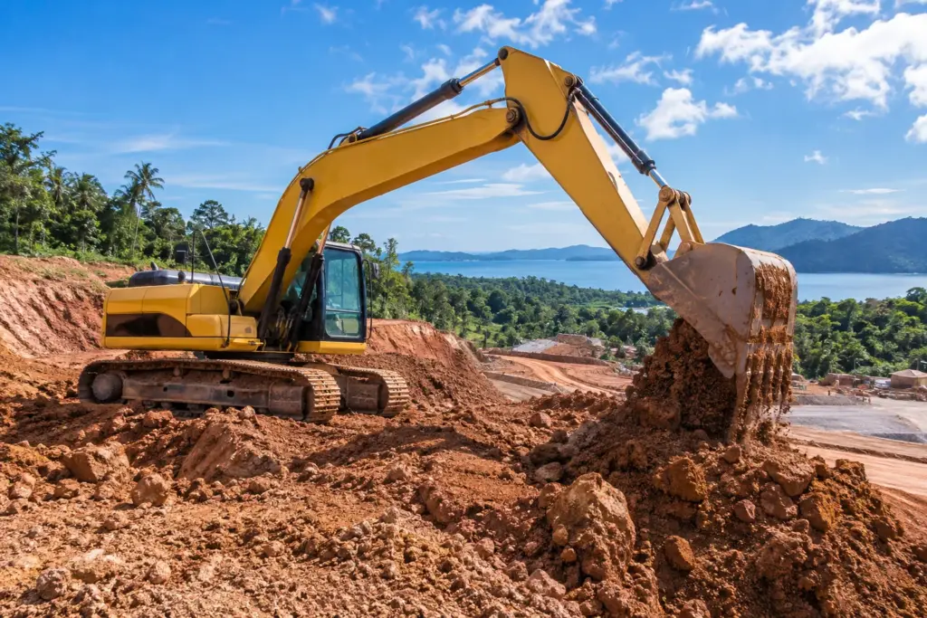 Excavadora realizando movimiento de tierra